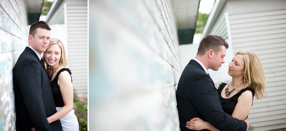 elegant couple during an engagement session in Port Dover, Ontario