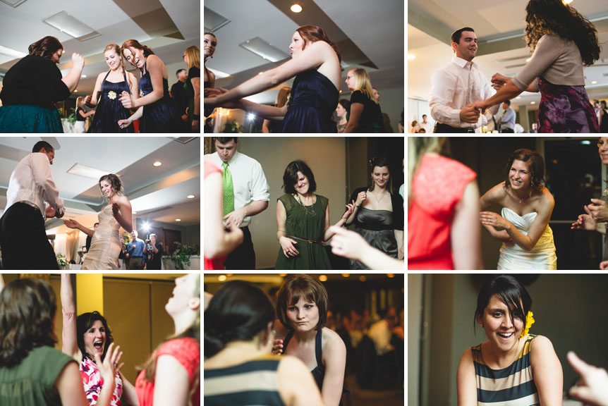 reception photos of guests having fun at a Listowel Golf Country Club wedding by Listowel wedding photographer.