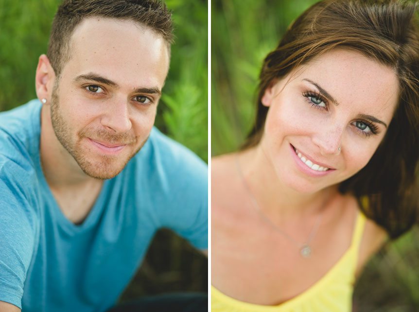 Beautiful young couple have their portraits taken during their engagement session in Kitchener, Ontario