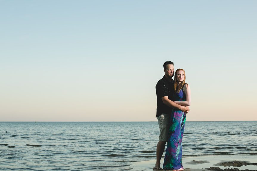 an engagement session in Port Dover at sunset by fine art wedding photographer