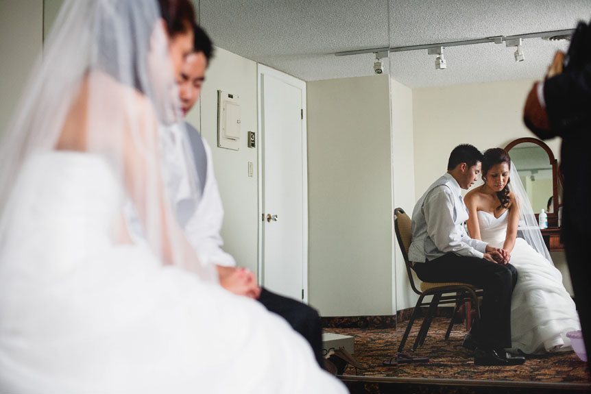 Toronto documentary wedding photographer captures a serene moment between a religious bride and groom