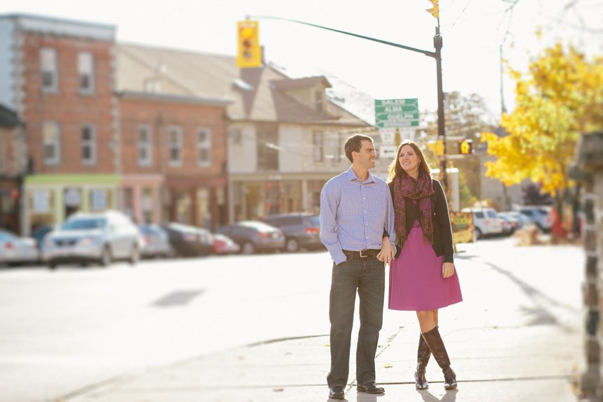 Gorgeous late afternoon light featuring a couple on their engagement session with Elora wedding photographer