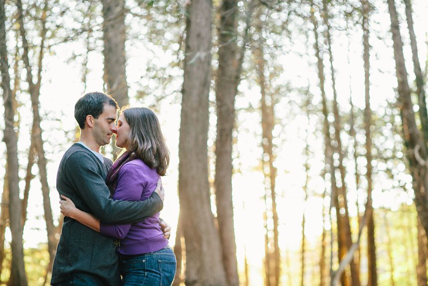 an engagement session in the woods as photographed by Elora wedding photographer