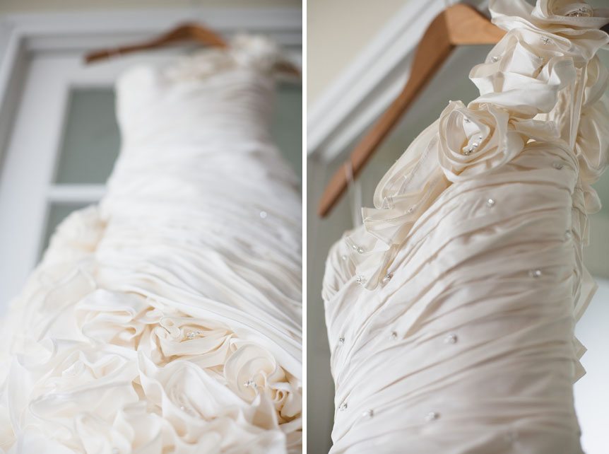 Photos of a beautiful wedding gown by Newmarket Wedding Photographer.
