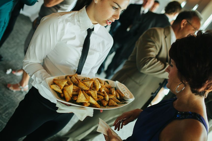 Tasty hors d'oeuvres served at a Cambridge Mill wedding photographed by Cambridge Documentary Wedding Photographer.