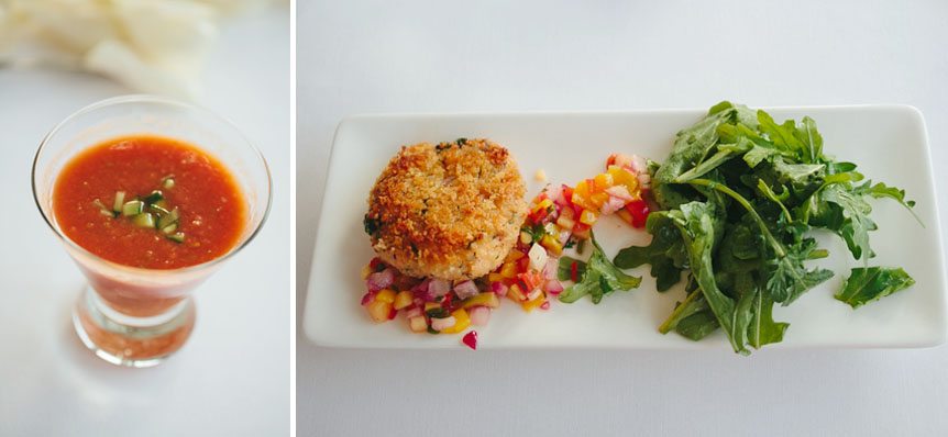 Gourmet dishes served at a Flat Rocks Cellars wedding photographed by Jordan, Ontario wedding photographer.