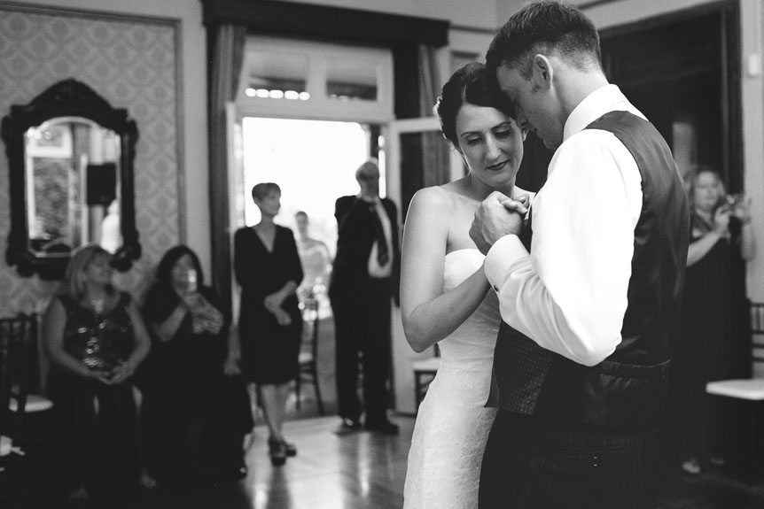 Documentary Style Wedding Photography studio captures the bride and groom's first dance at the Penryn Mansion.