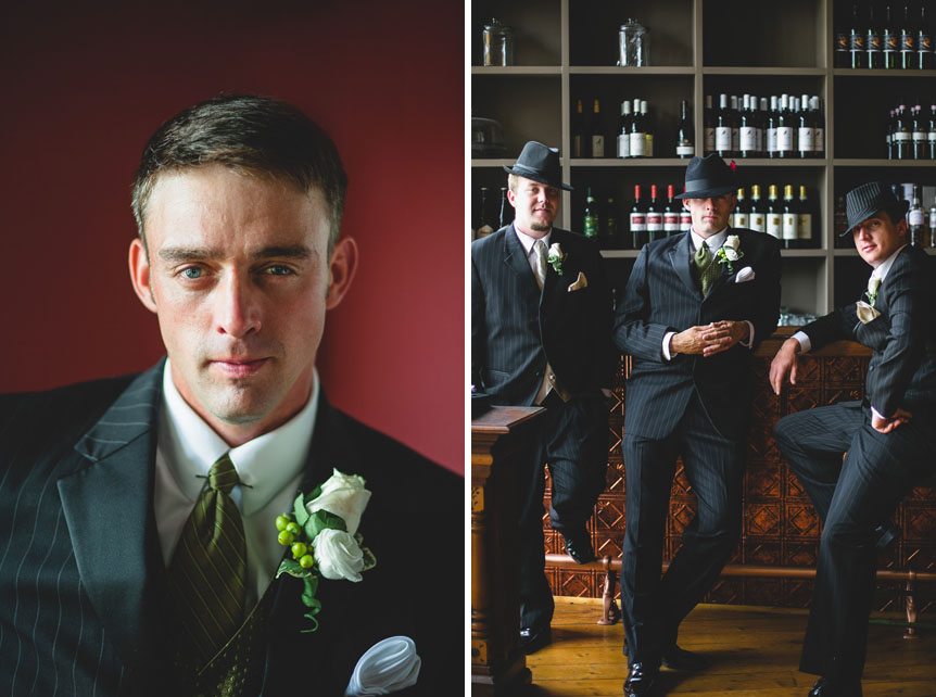 The groom and his groomsmen in their vintage inspired look as photographed by Documentary Style Wedding Photography studio.