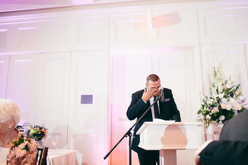Toronto wedding photographer photographs an emotional moment at a Langdon Hall wedding.