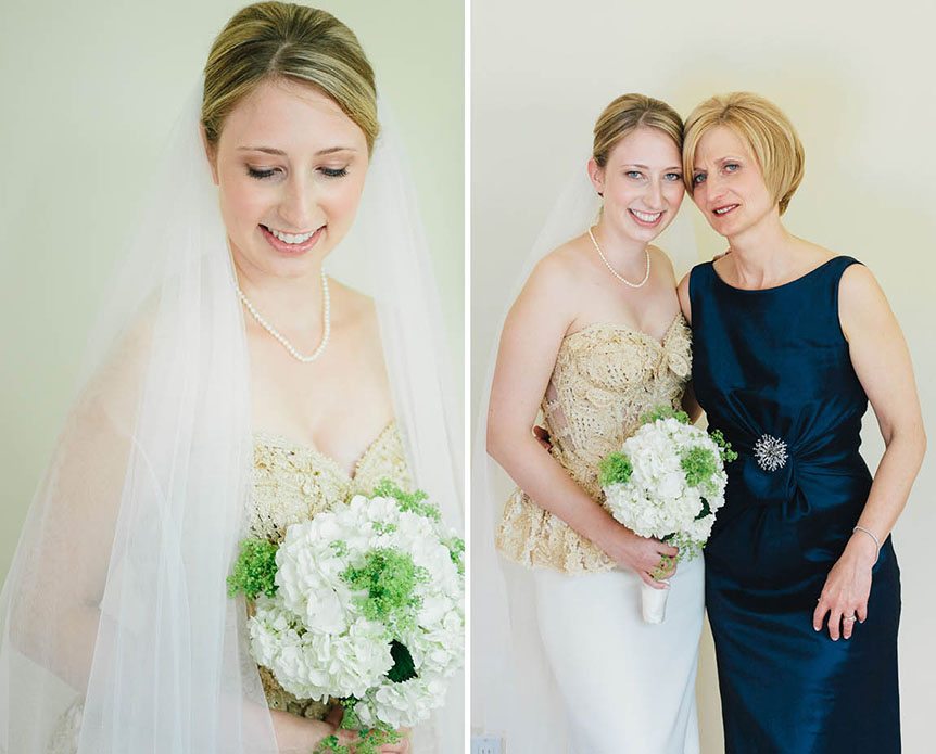 Cambridge Documentary Wedding Photographer photographs portraits of the bride and the mother of the bride.