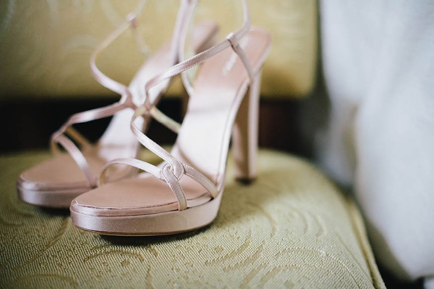 Details of the shoes that the bride wore for her wedding as photographed byCambridge Documentary Wedding Photographer.