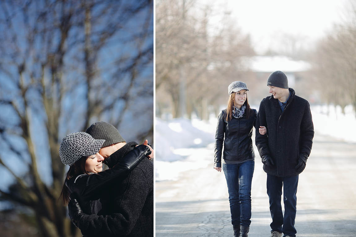 A winter engagement session photographed by Kitchener wedding photographer.