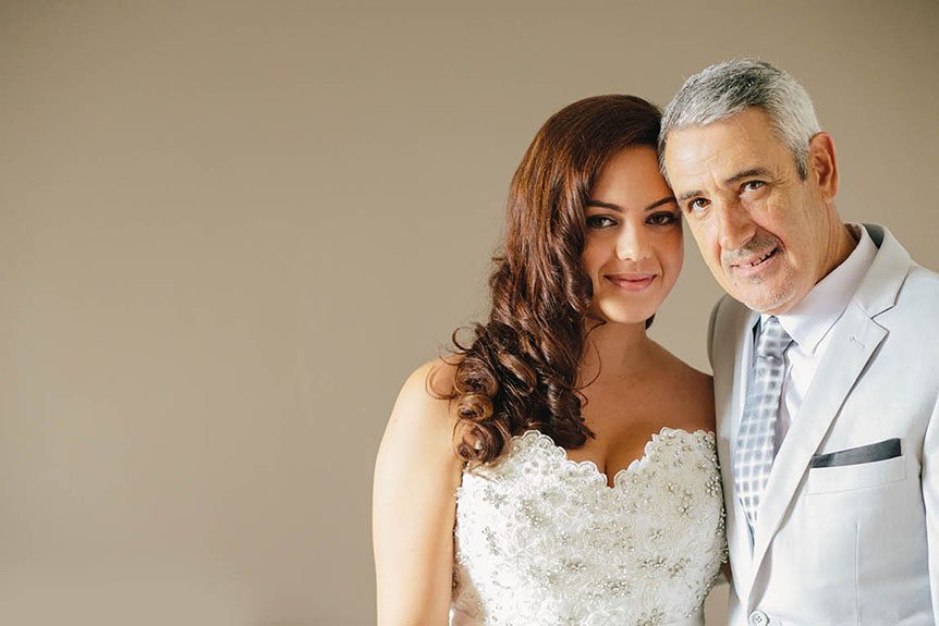 A portrait of the bride and her father as photographed by Toronto documentary wedding photographer.