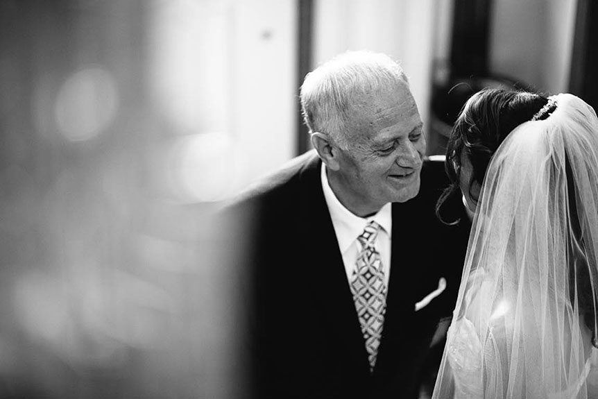 The Father of the Bride sees his daughter for the first time as a bride.