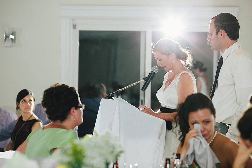 The bride delivers her emotional speech at her Three Bridges Banquet Hall wedding reception.