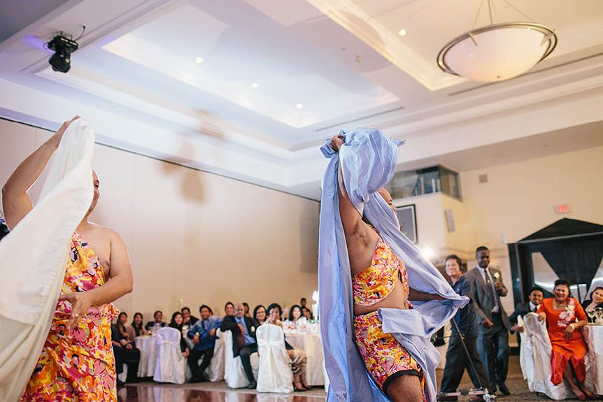 A surprise dance number at a Filipino wedding reception at the Grand Baccus Banquet and Conference Center.