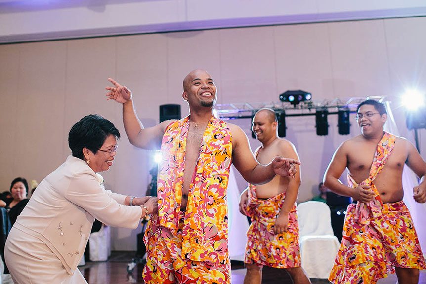 A funny moment at a Filipino wedding reception at the Grand Baccus Banquet and Conference Center.