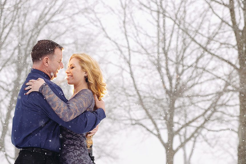 A winter engagement session photographed by Kitchener photography studio.