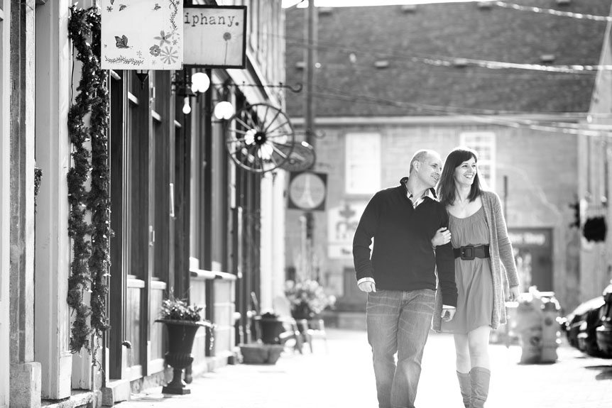 An engagement session in downtown Elora, Ontario.