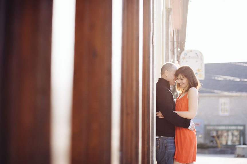 A sweet portrait of an engaged couple at taken by Kitchener wedding photographer
