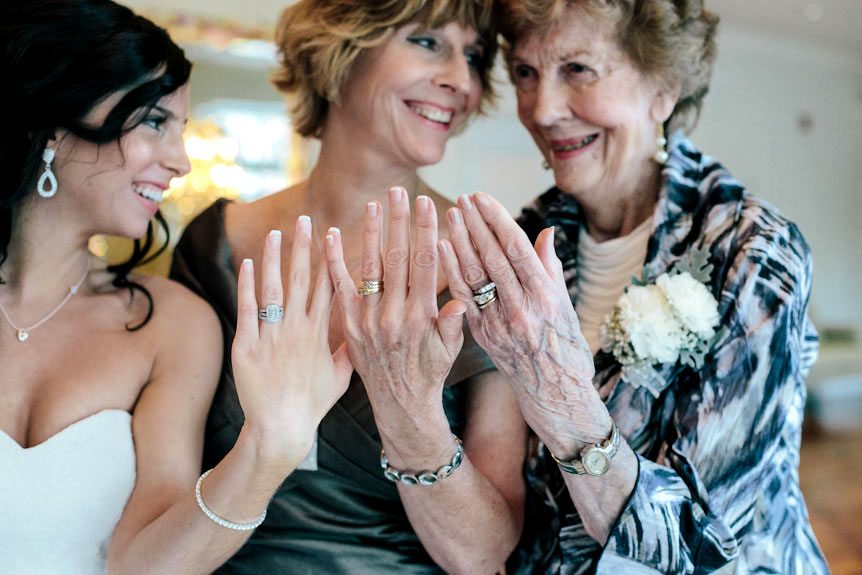 Generational image of the bride, her mother and her grandmother.