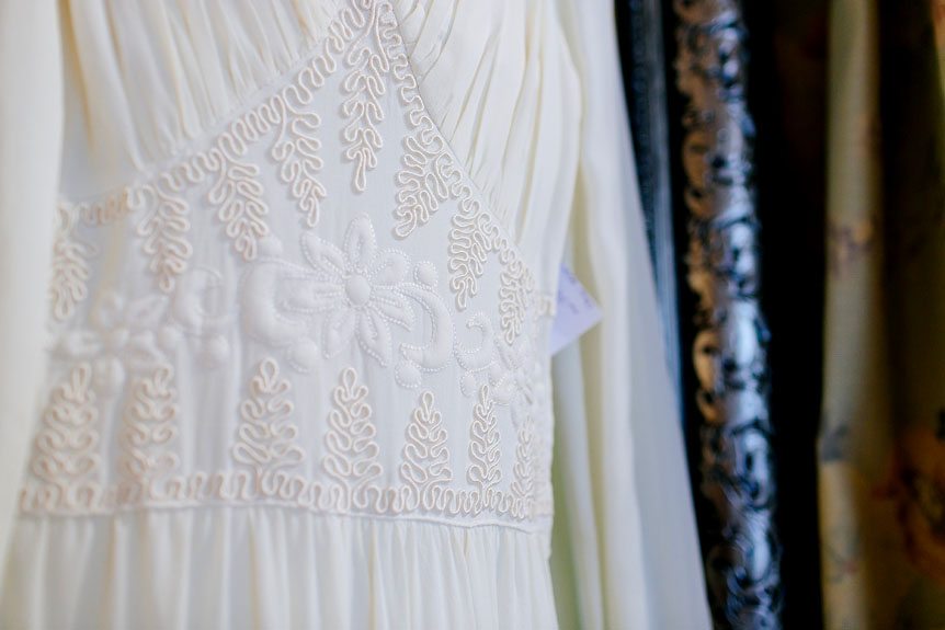 1940's vintage wedding dress with unique embroidery from Sweet Trash Vintage Clothier.