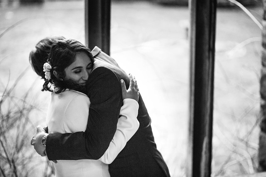 THe bride and groom hugs when they were proclaimed newlyweds.