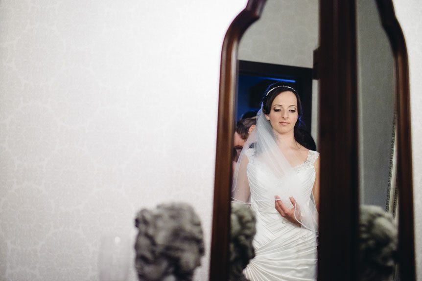 Bride gets ready inside the bridal suite at the Cambridge Mill.