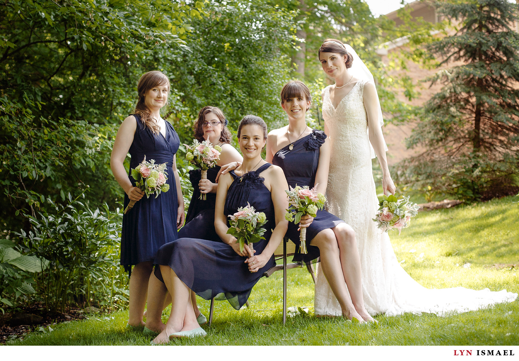 The bride and her bridesmaids before her wedding.