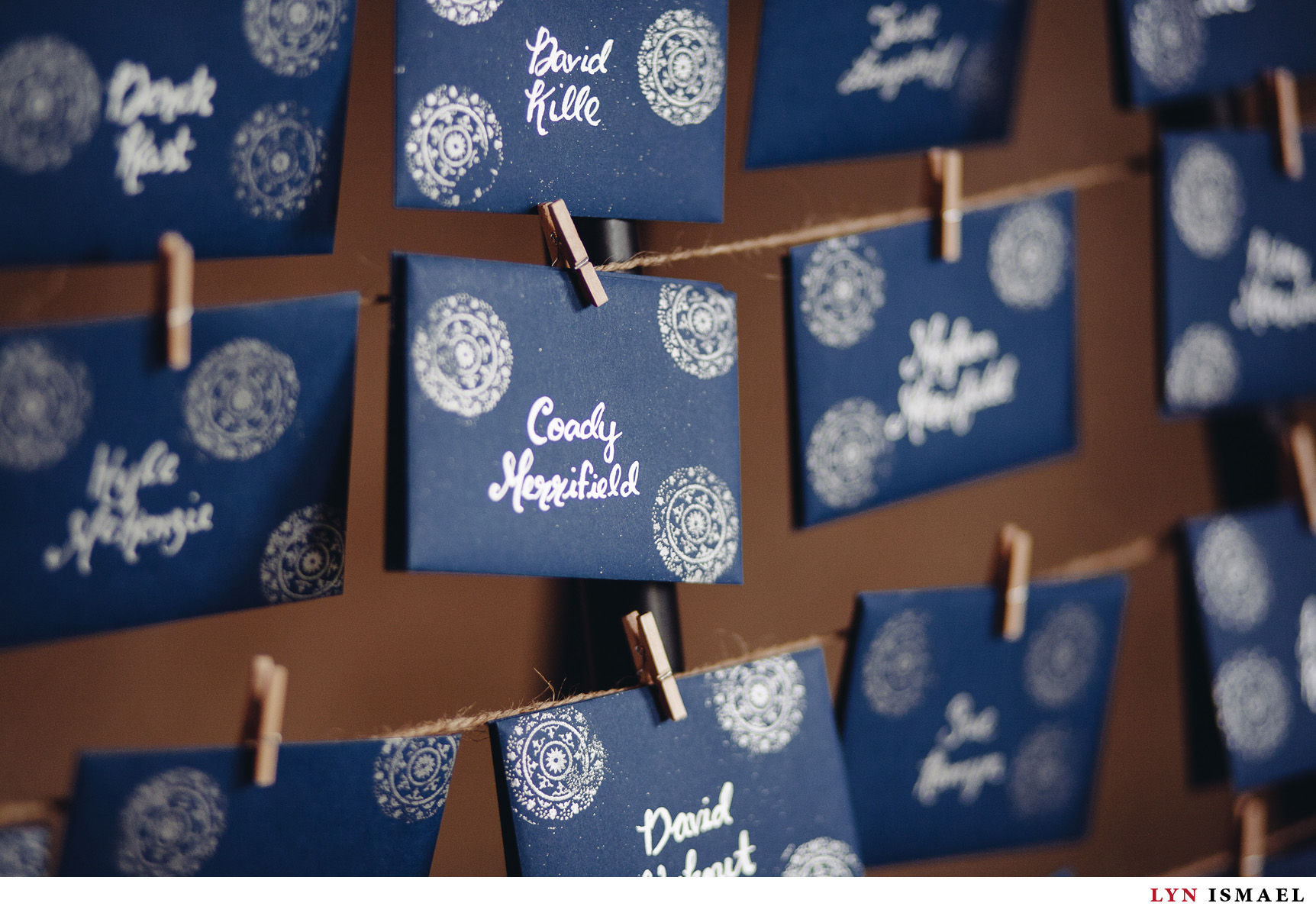 Blue table place cards