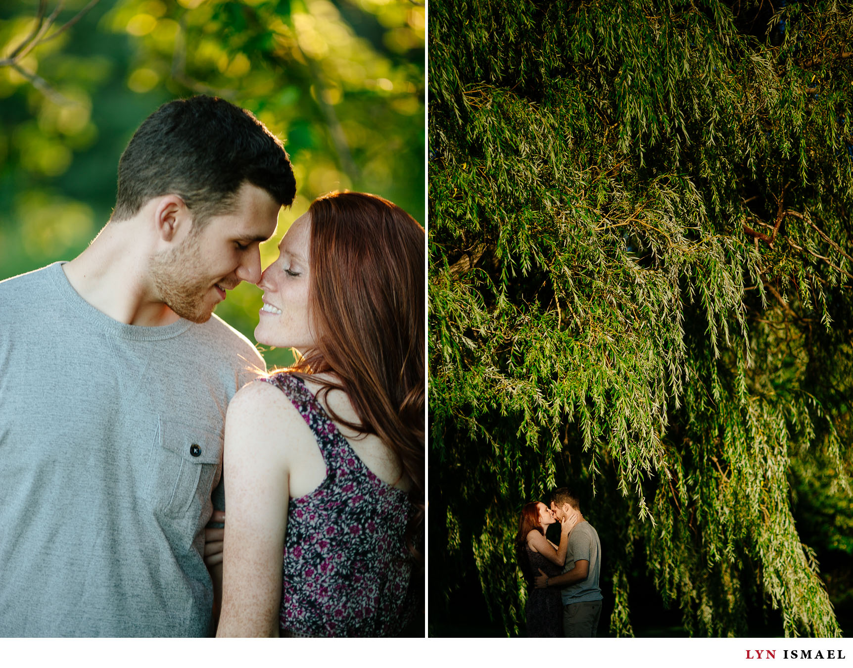 Kissing under a willow tree.