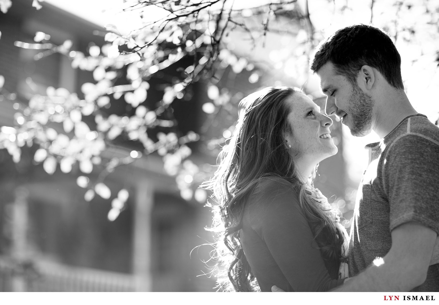 a black and white portrait from an engagement session in Listowel.