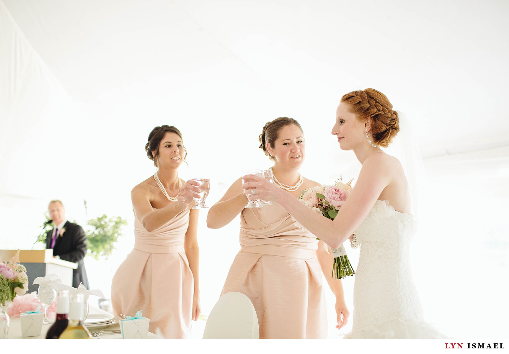 Bride toasts with her bridesmaids at a Nithridge Estate Wedding.