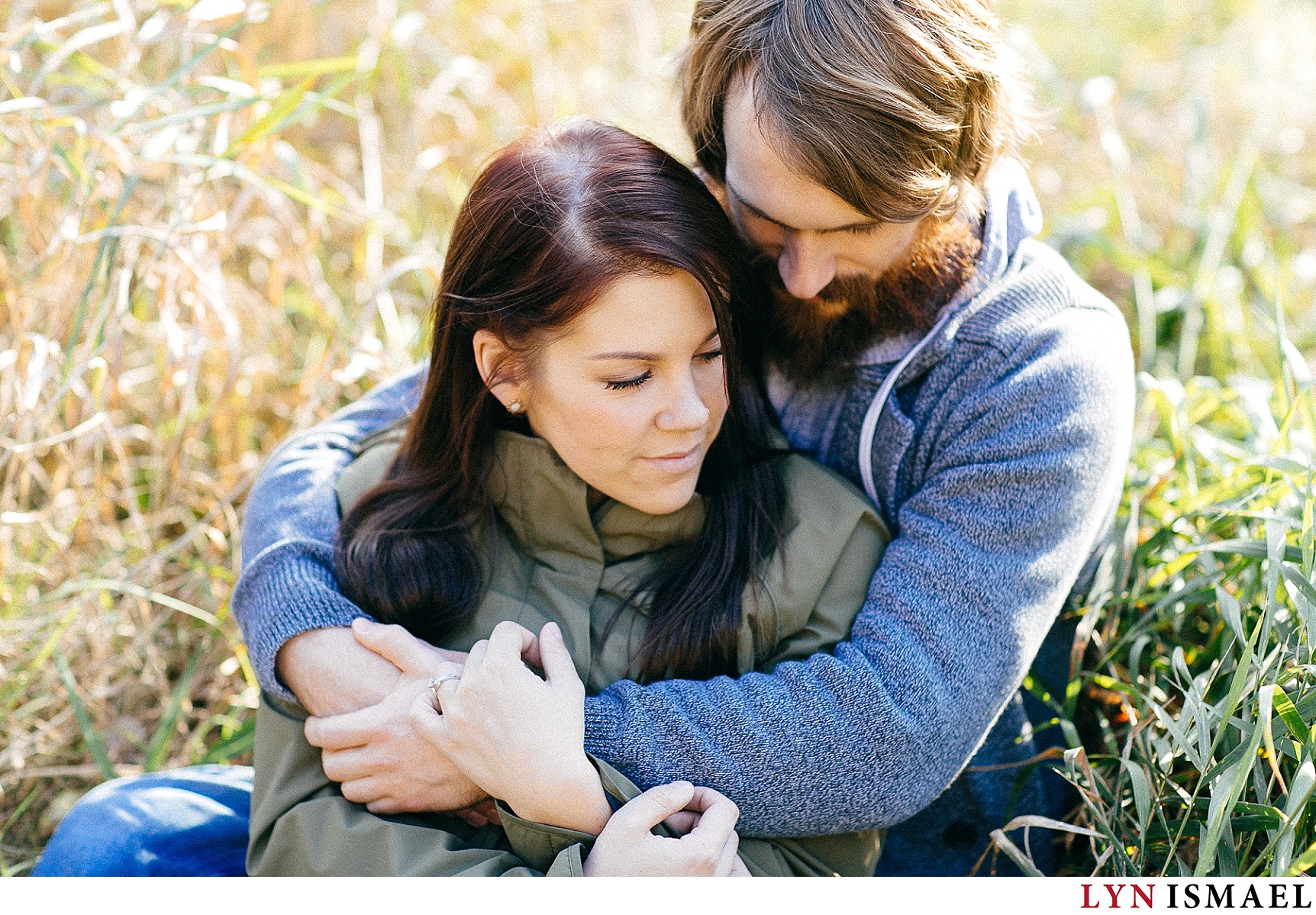 A romantic image of a couple at an engagement session in Waterloo.