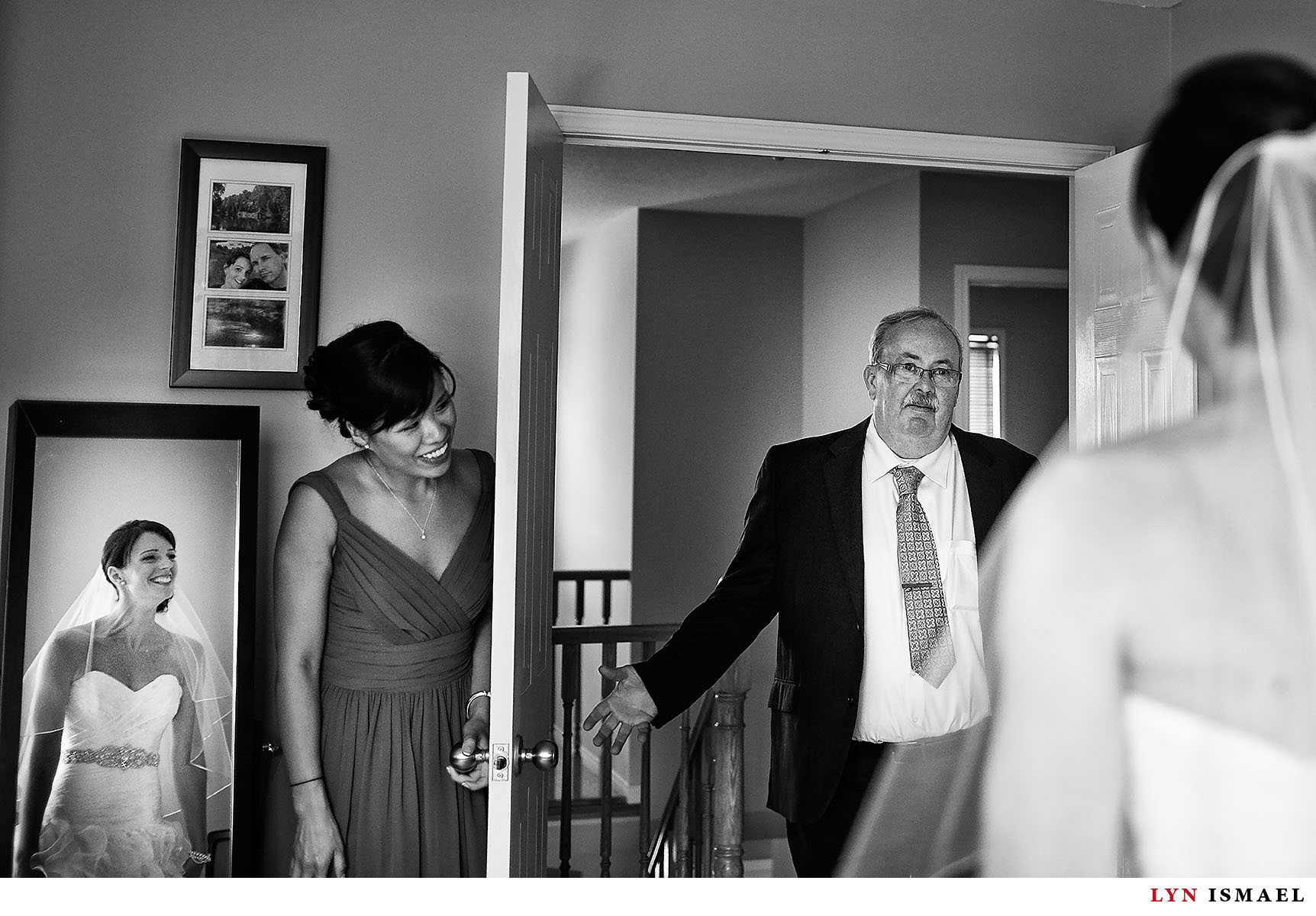 An emotional first look with bride and her father.