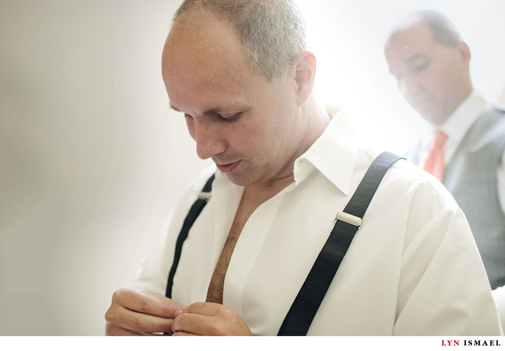 A groom gets ready