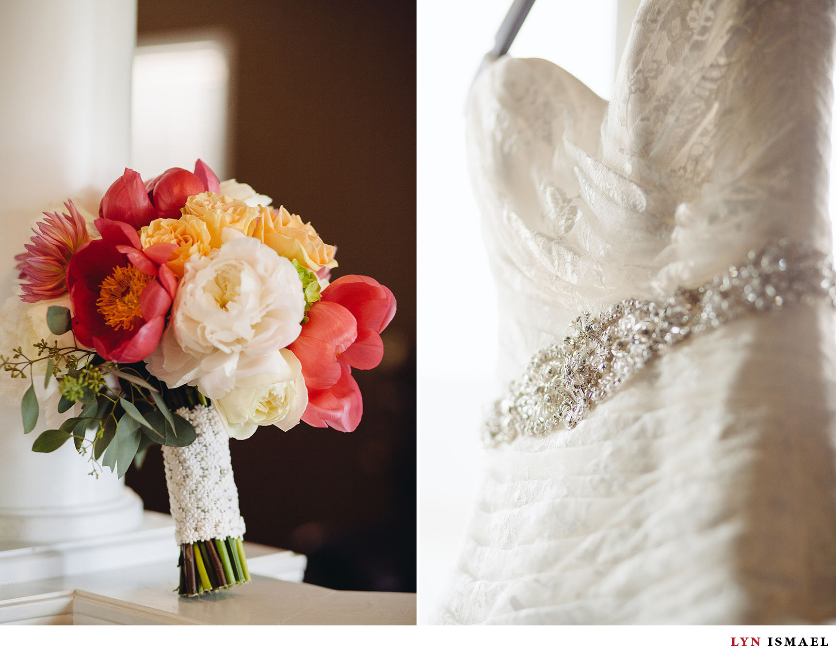 Flowers from Le Fleur and gown from Taylor's Bridal Gown Shoppe