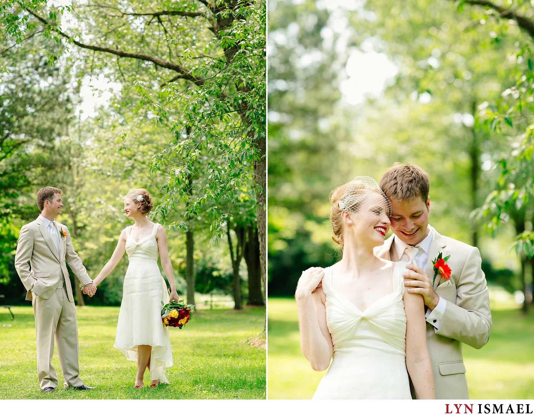 Portraits of the bride and groom in Belwood Lake Conservation Area where they held their wedding.