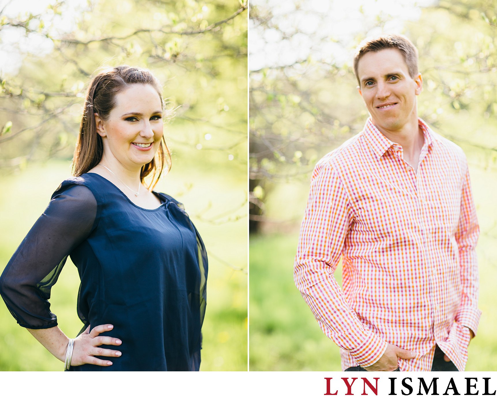 individual portraits of an engaged couple