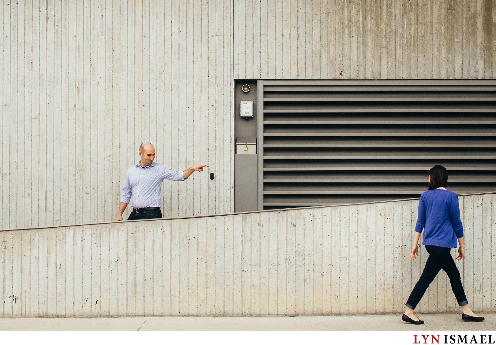 modern engagement session featuring modern architecture