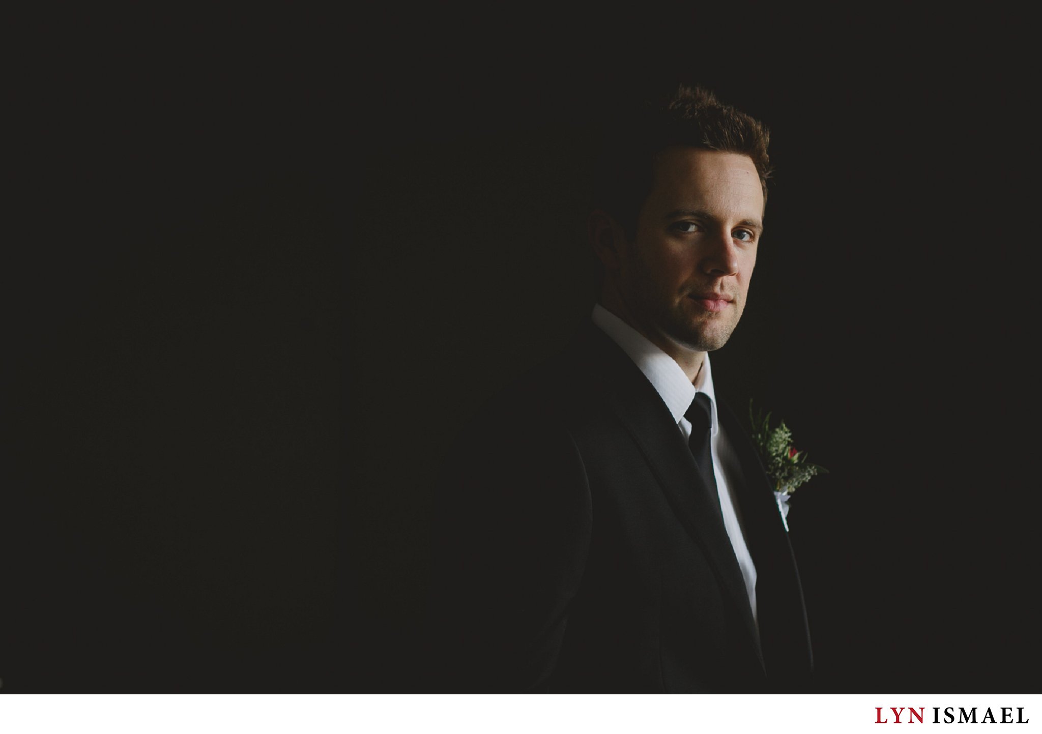 An editorial portrait of a groom in St. Catherin'es Ontario.