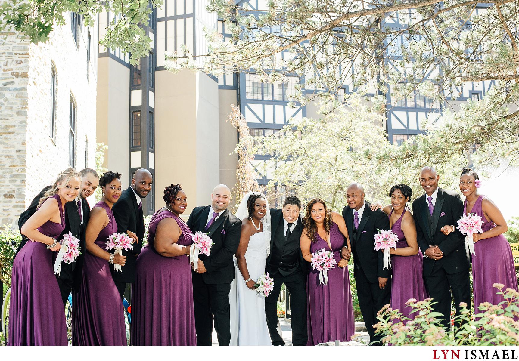 wedding party in purple