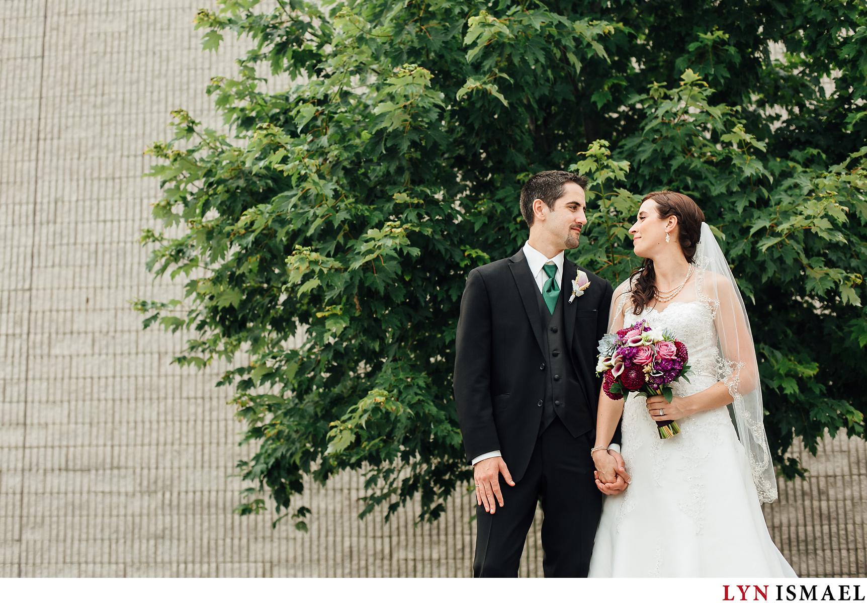 Photo of the bride and groom at the Art Gallery of Burlington