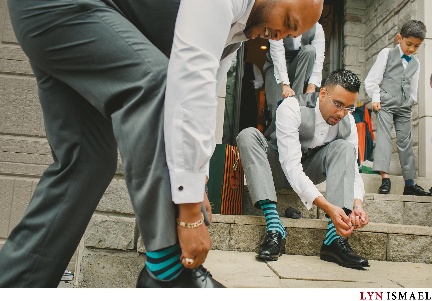 colourful socks and groomsmen