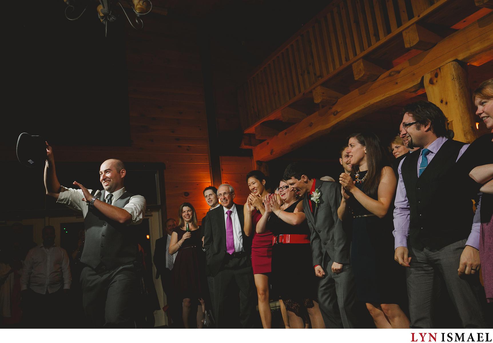 Holland Marsh wedding photographer captures a groom sancing to Michael Jackson's Thriller song.