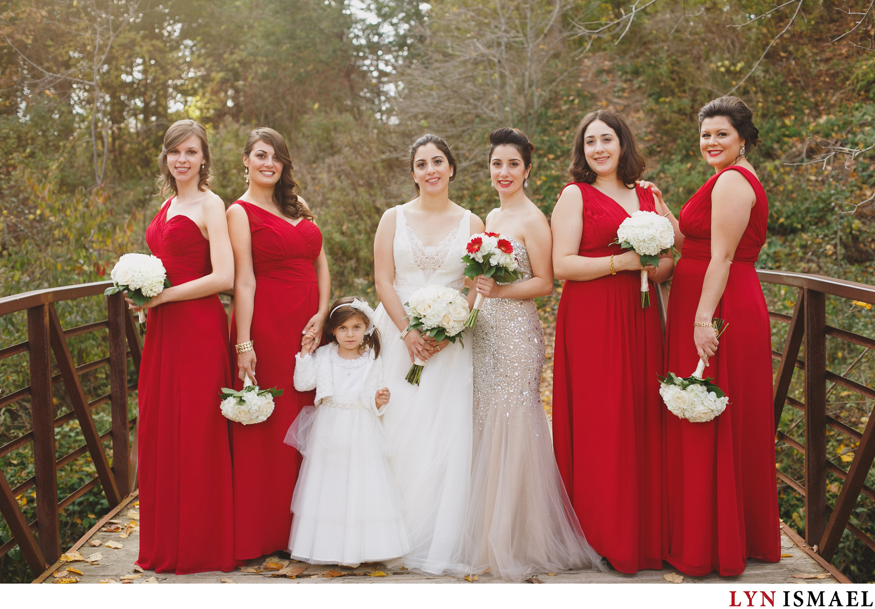 Portraits of the bride and her bridesmaids at Naylon Parkette.