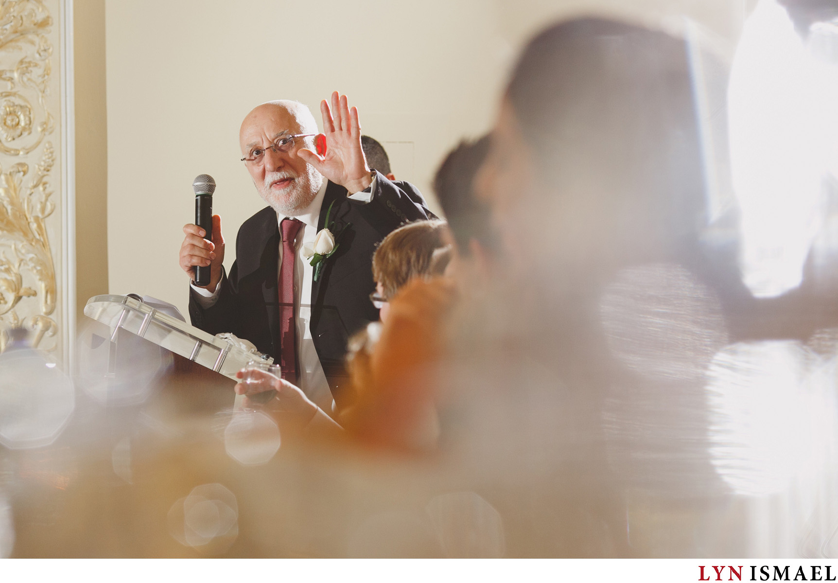 Father of the bride delivers his speech at a wedding in Vaughan, Ontario.