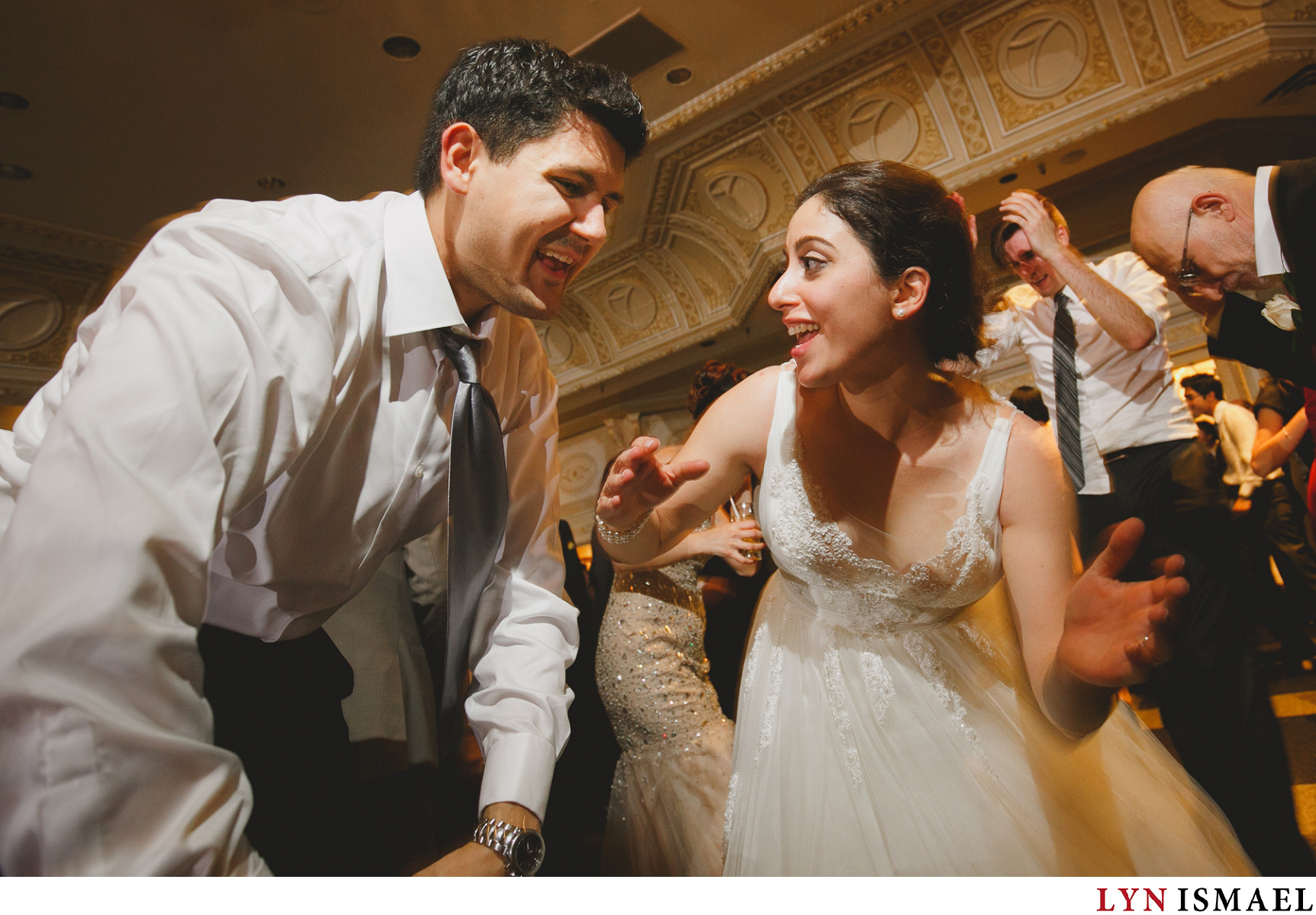 Bride and her brother-in-law dancing to the popular song by Pharell, Happy, at a wedding reception in Paradise Banquet Hall in Vaughan, Ontario.
