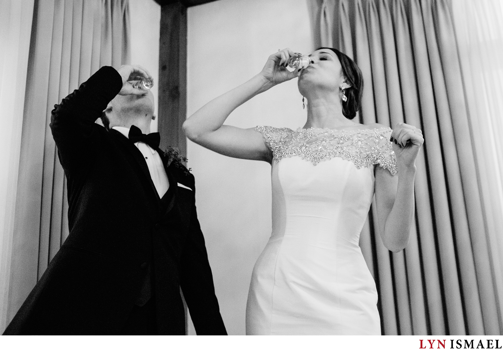 A polish wedding tradition of srinking a shot of vodka to determin who will hold the pants in the marriage.