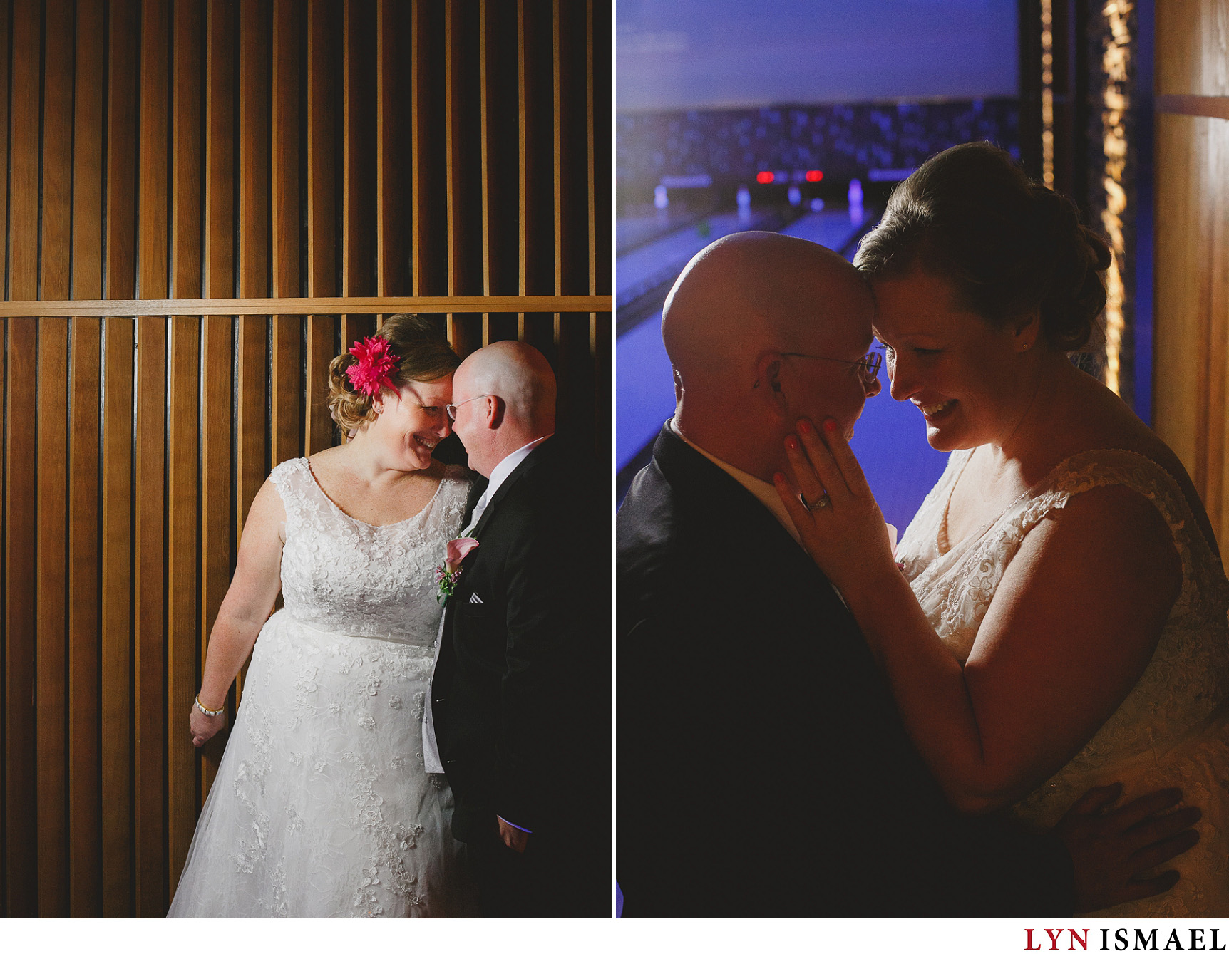 Portraits of the bride and groom.